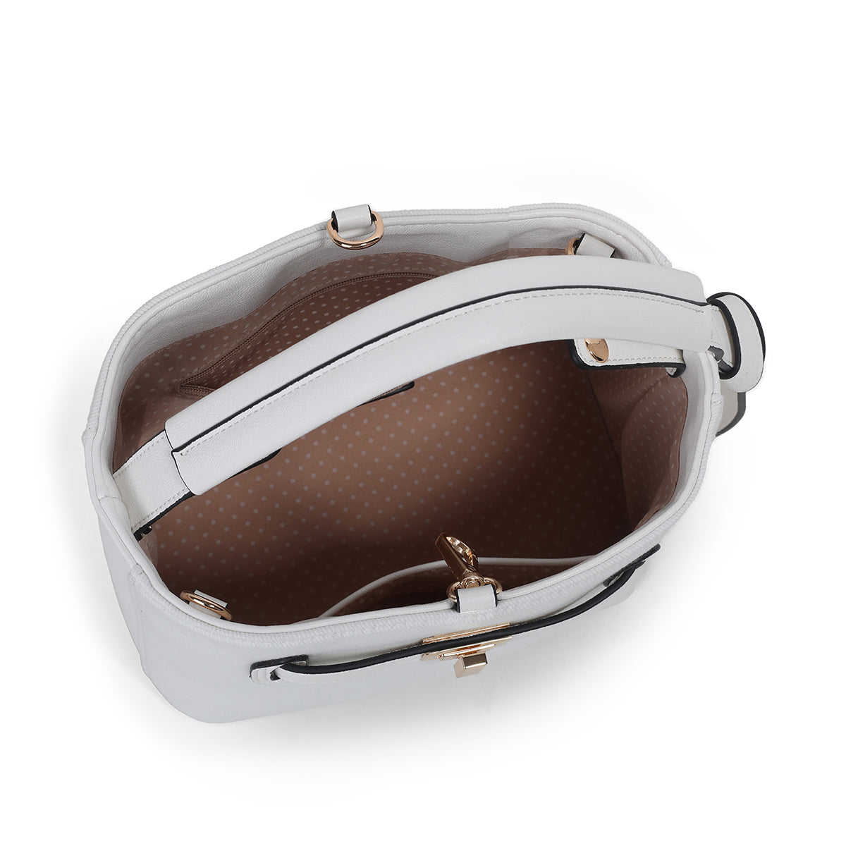 883902 Vesker, JOY liten bucketbag med frontspenne - hvit