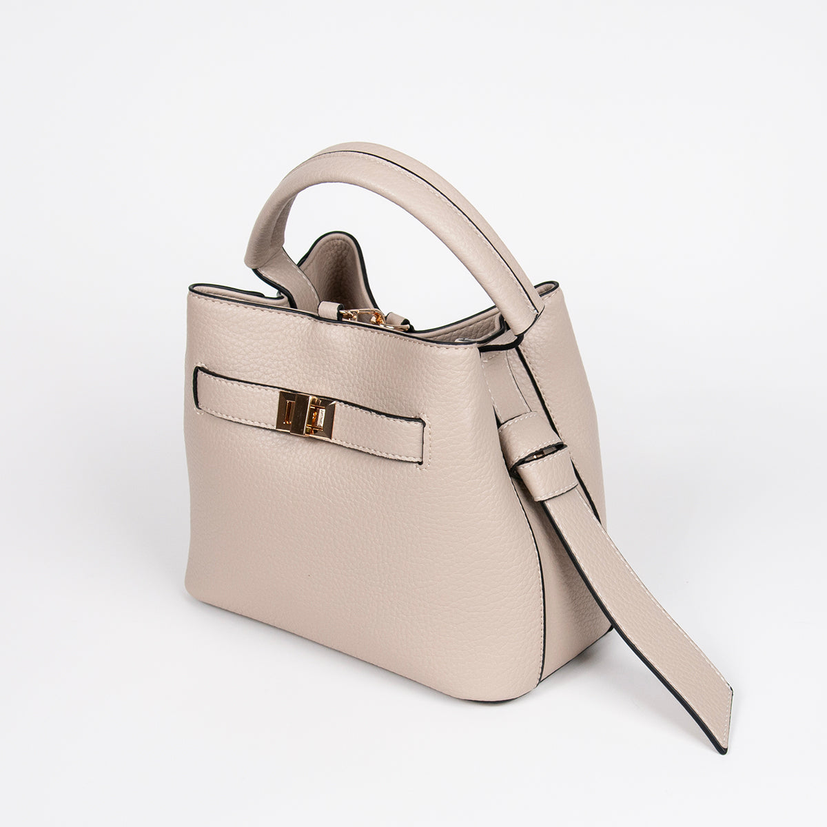 883905 Vesker, JOY liten bucketbag med frontspenne - beige