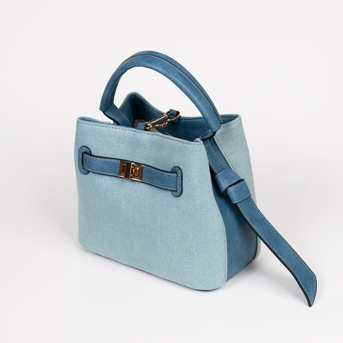 883946 Vesker, JOY liten bucketbag med frontspenne - lys blå