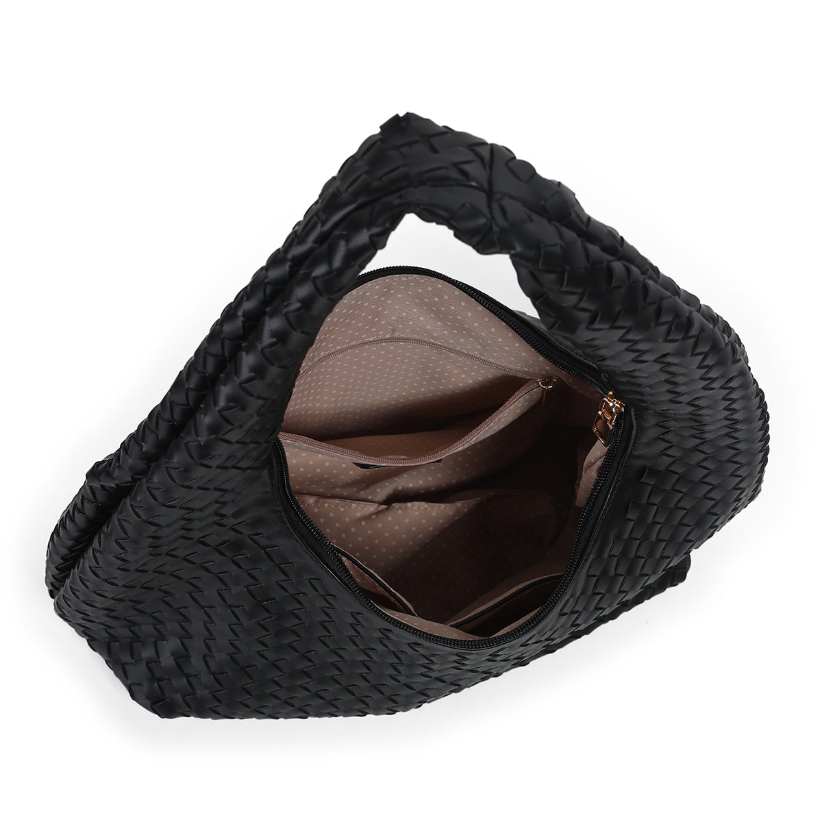 884101 Vesker, JUNE flettet bag - svart