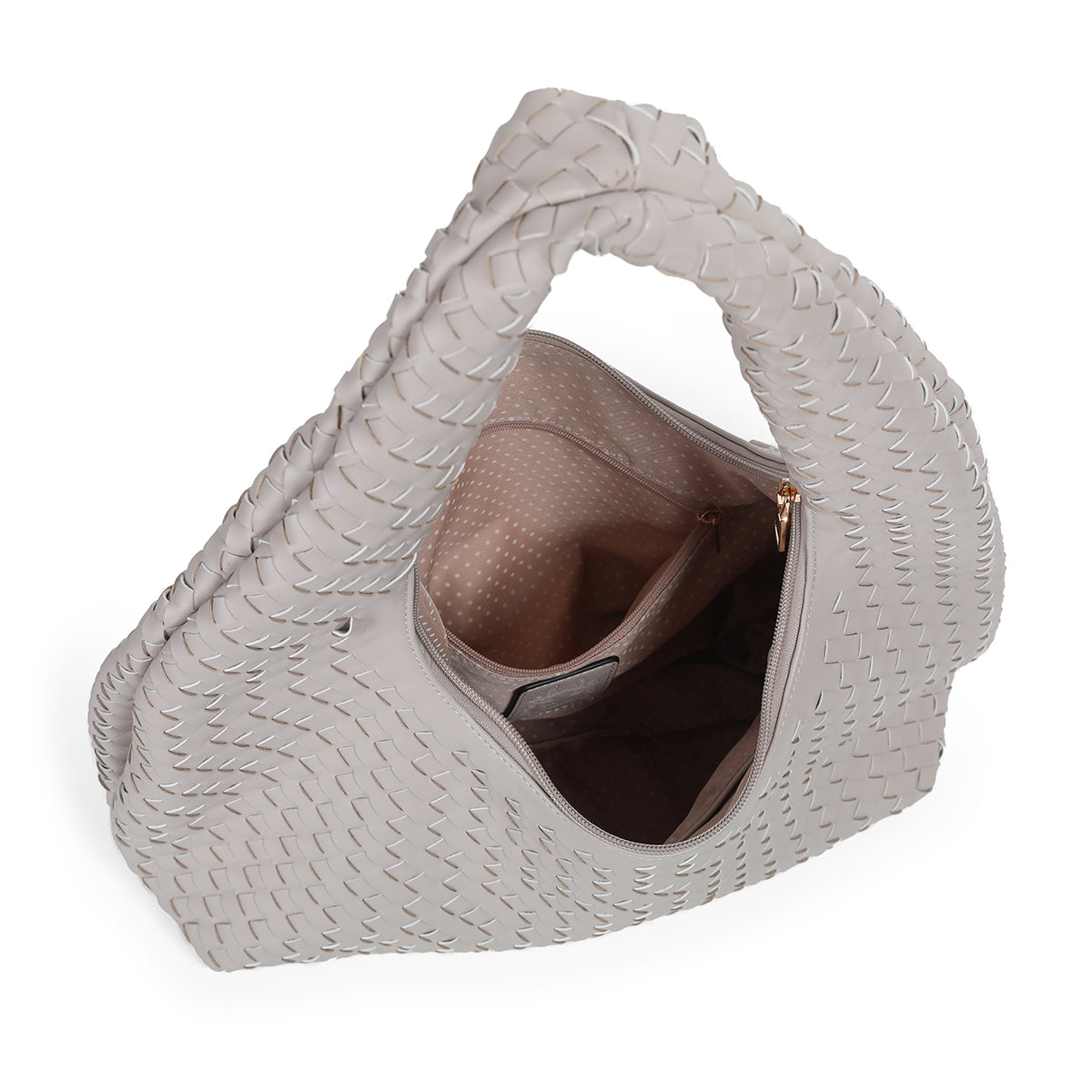 884105 Vesker, JUNE flettet bag - beige