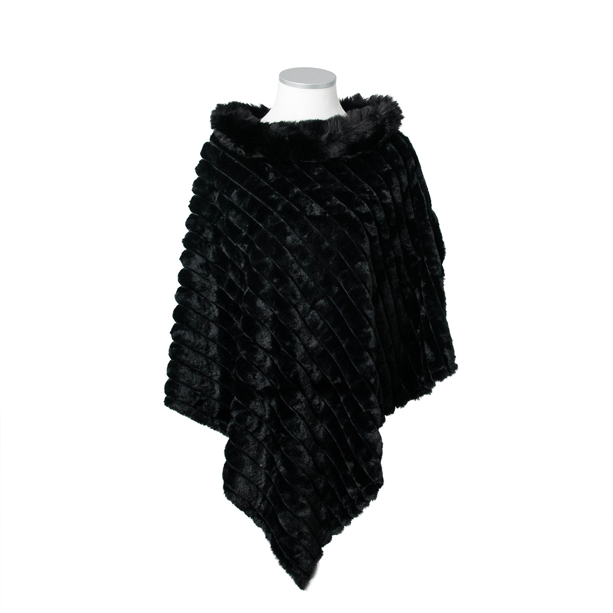 884901 Poncho, Fuskpels poncho - svart