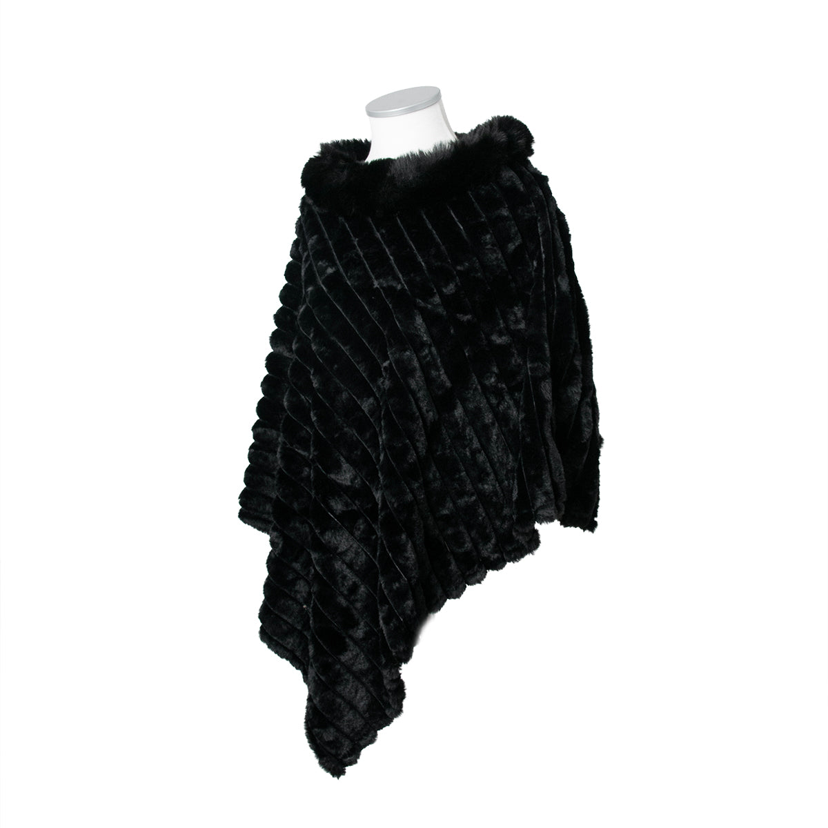 884901 Poncho, Fuskpels poncho - svart