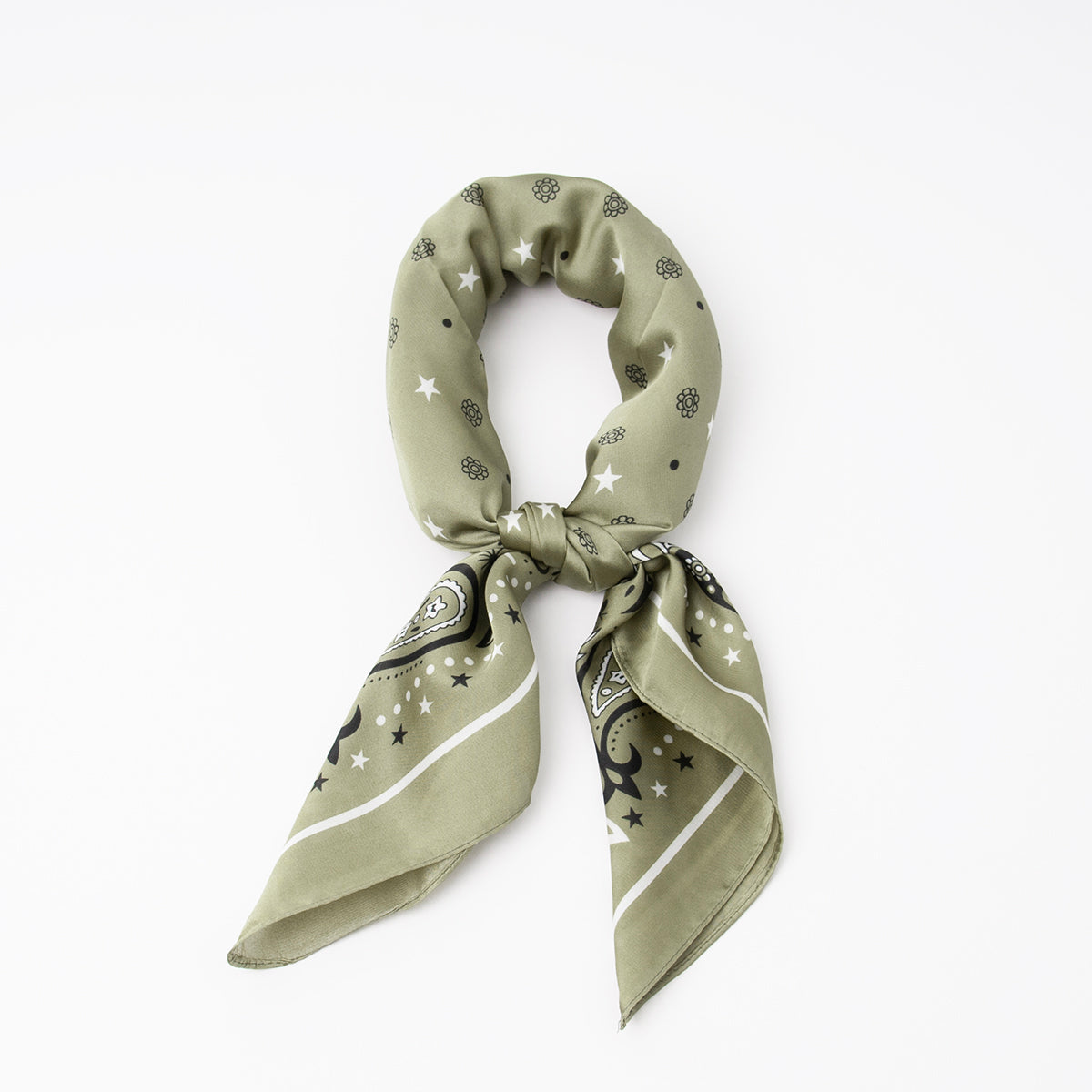 885158  Skjerf, Lite skjerf paisley print - lys olivengrønn