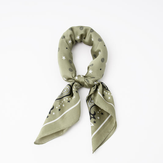 885158  Skjerf, Lite skjerf paisley print - lys olivengrønn