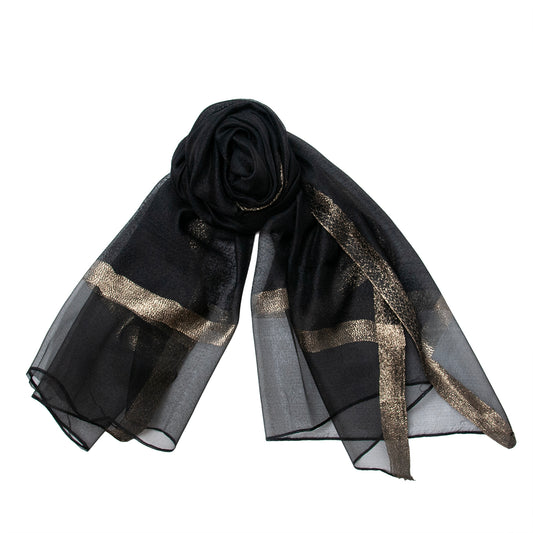 886600  Skjerf,Selskapssjal med lurex - svart/gull