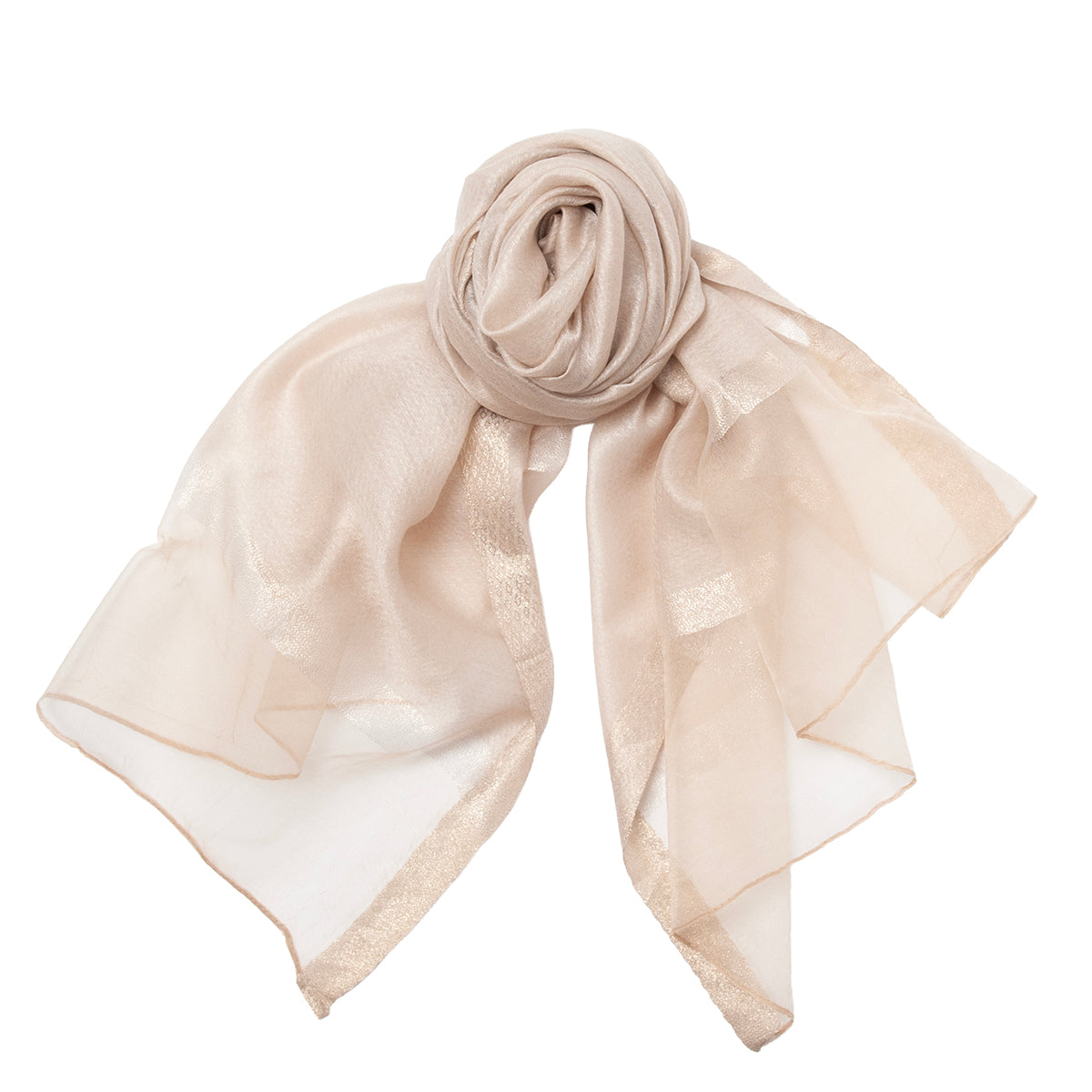 886605  Skjerf,Selskapssjal med lurex -beige/gull