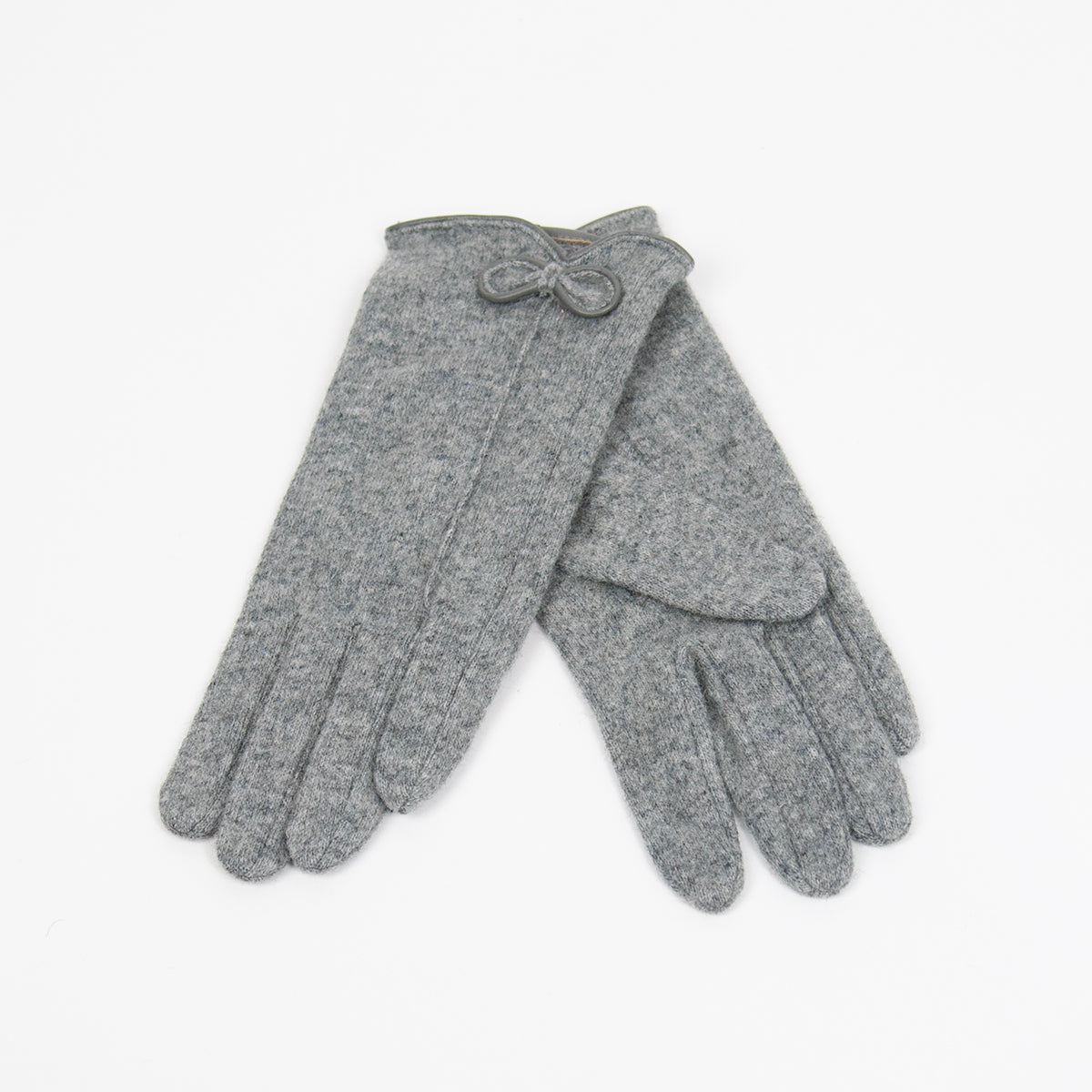 887586 Vanter ELISE ullvanter med sløyfe - gråmelert