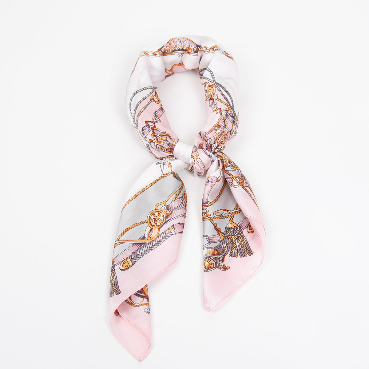 887836  Skjerf, Lite skjerf klassisk lenke print - lys rosa/hvit