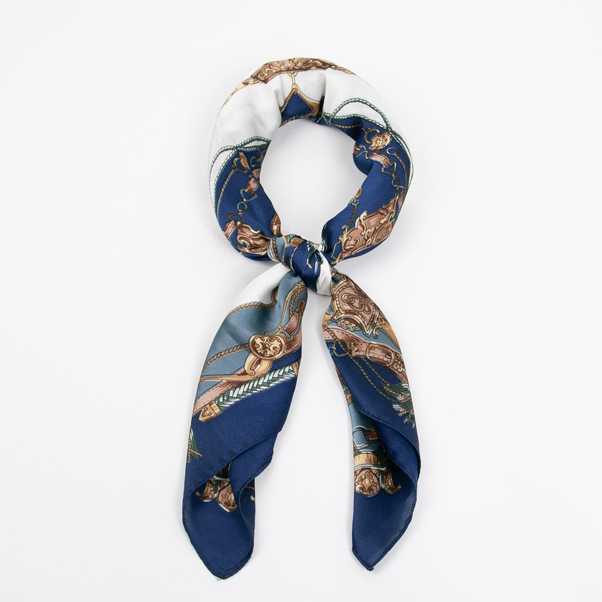 887844  Skjerf, Lite skjerf klassisk lenke print - blå/petrol