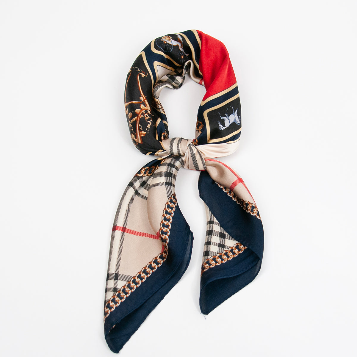 888001  Skjerf, Lite skjerf Burberry print - blå kant