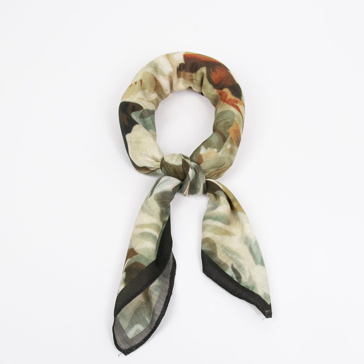 888101  Skjerf, Lite skjerf vevet kvalitet stor blomst print - grønn