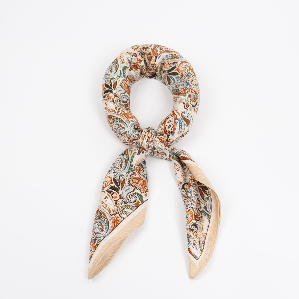 888305  Skjerf, Lite skjerf vevet kvalitet paisley print - beige