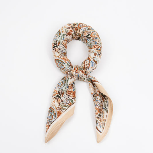 888305  Skjerf, Lite skjerf vevet kvalitet paisley print - beige