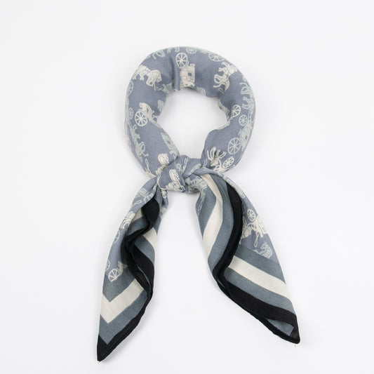 888546  Skjerf, Lite skjerf vevet kvalitet Hest print - blå