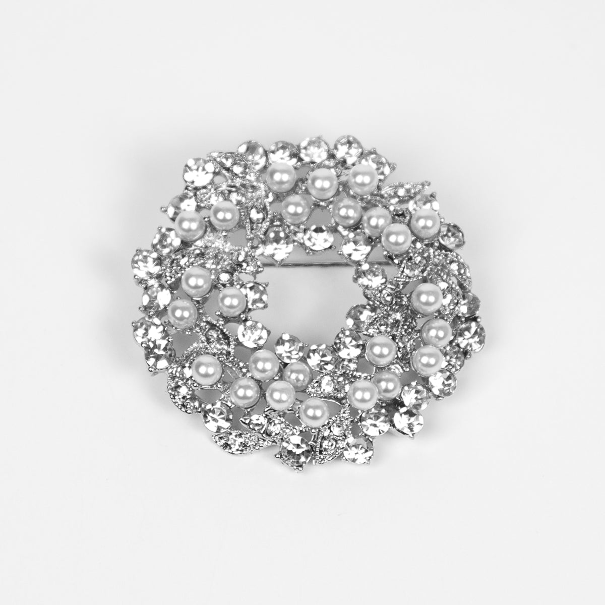 889386 Broche, Krans med perler - sølv