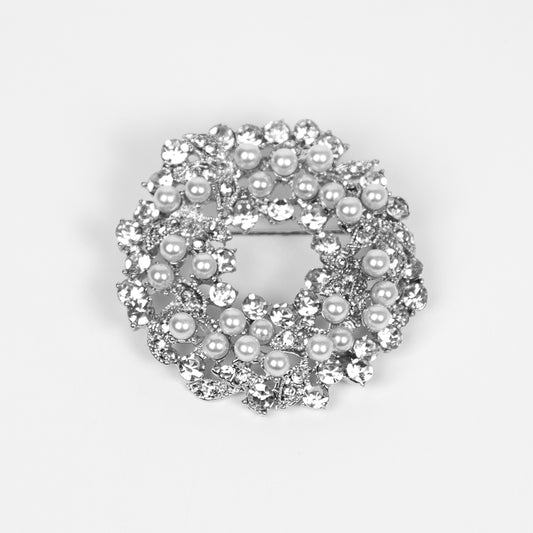 889386 Broche, Krans med perler - sølv