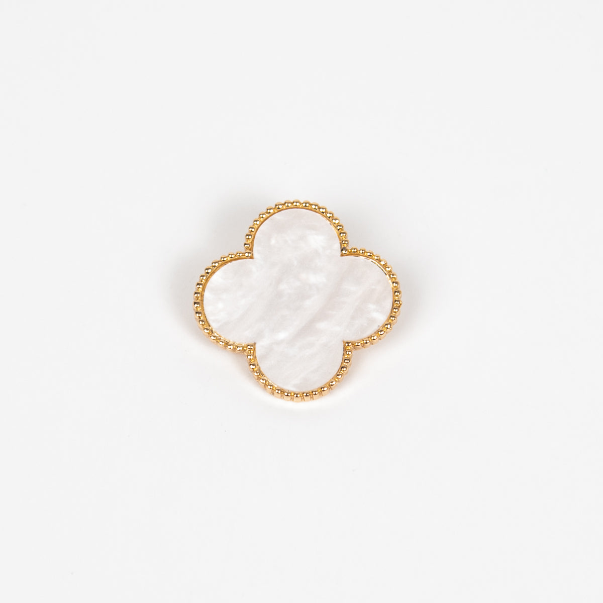 889502 Broche, Blomst - hvit med gull