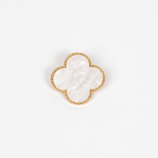 889502 Broche, Blomst - hvit med gull