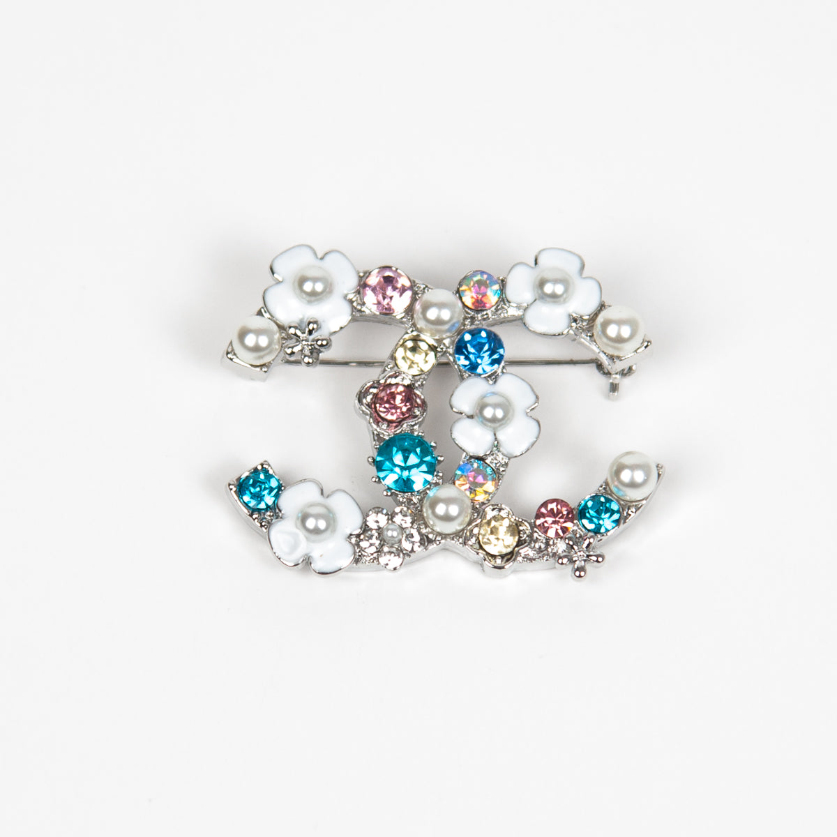 890186 Broche, CC Broche med fargerike stener - sølv
