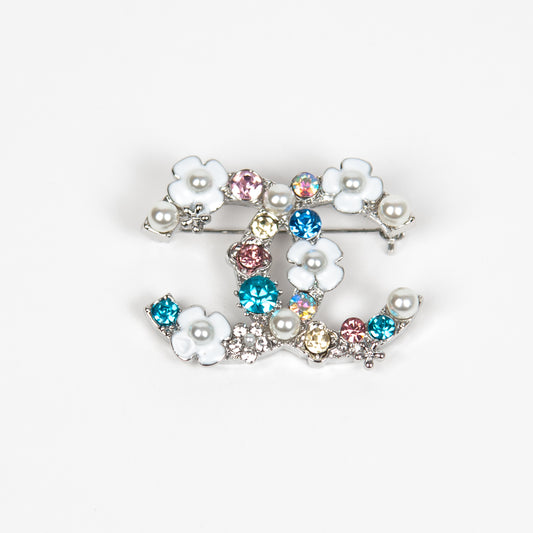 890186 Broche, CC Broche med fargerike stener - sølv