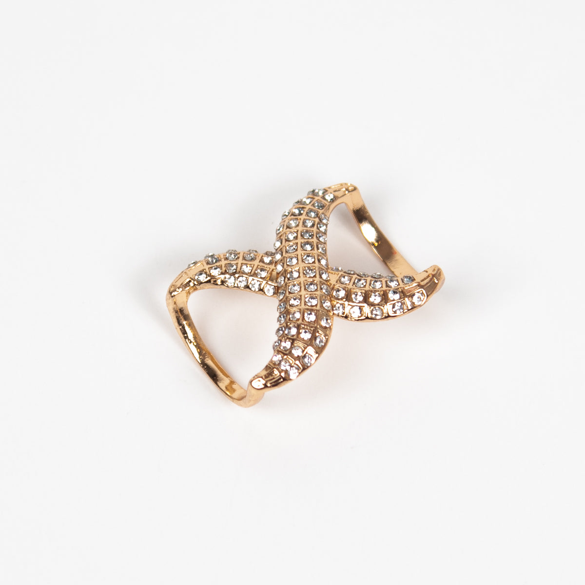 890262 Skjerf, Skjerf ring bredt kryss med stener - gull