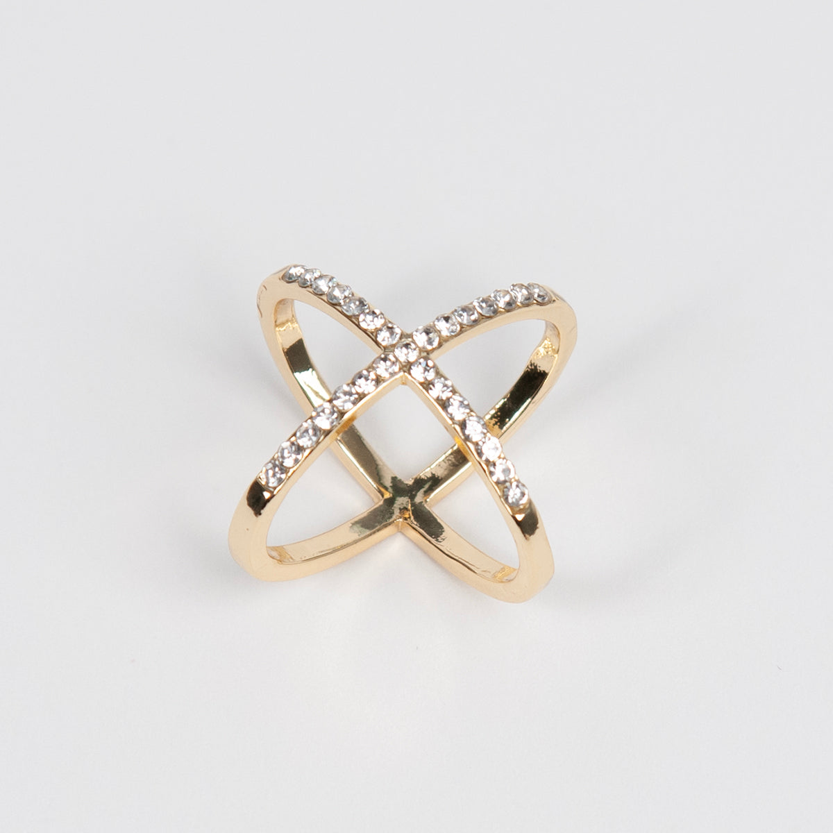 890362X Skjerf ring, STOR STR Skjerf ring kryss med stener - gull