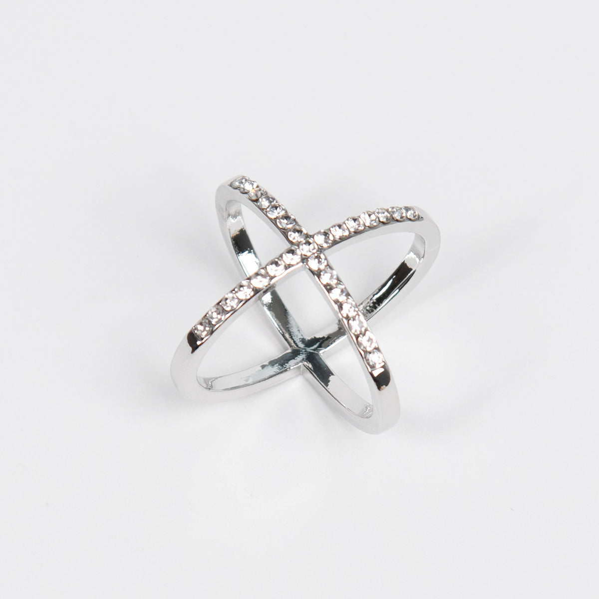 890386X Skjerf ring , STOR STR Skjerf ring kryss med stener - sølv