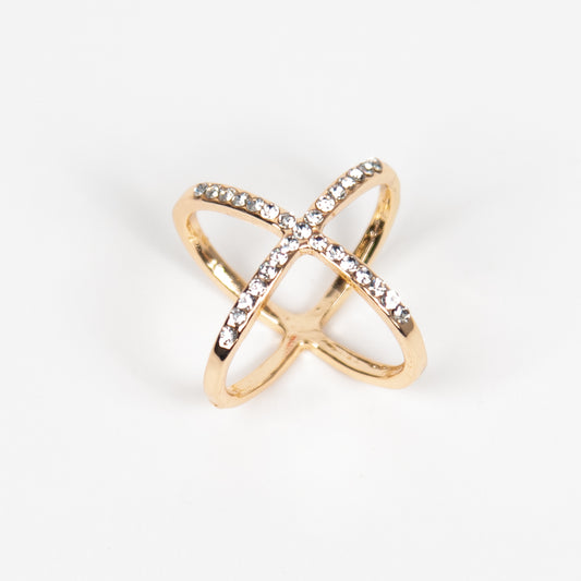 890362 Skjerf, Skjerf ring kryss med stener - gull