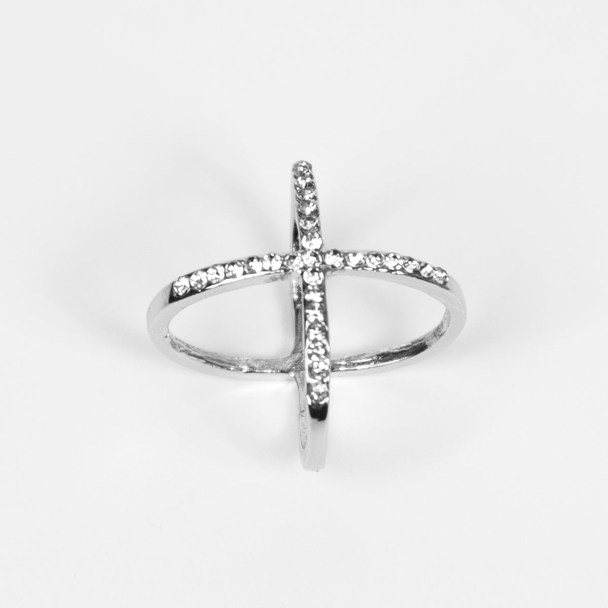 890386 Skjerf, Skjerf ring kryss med stener - sølv