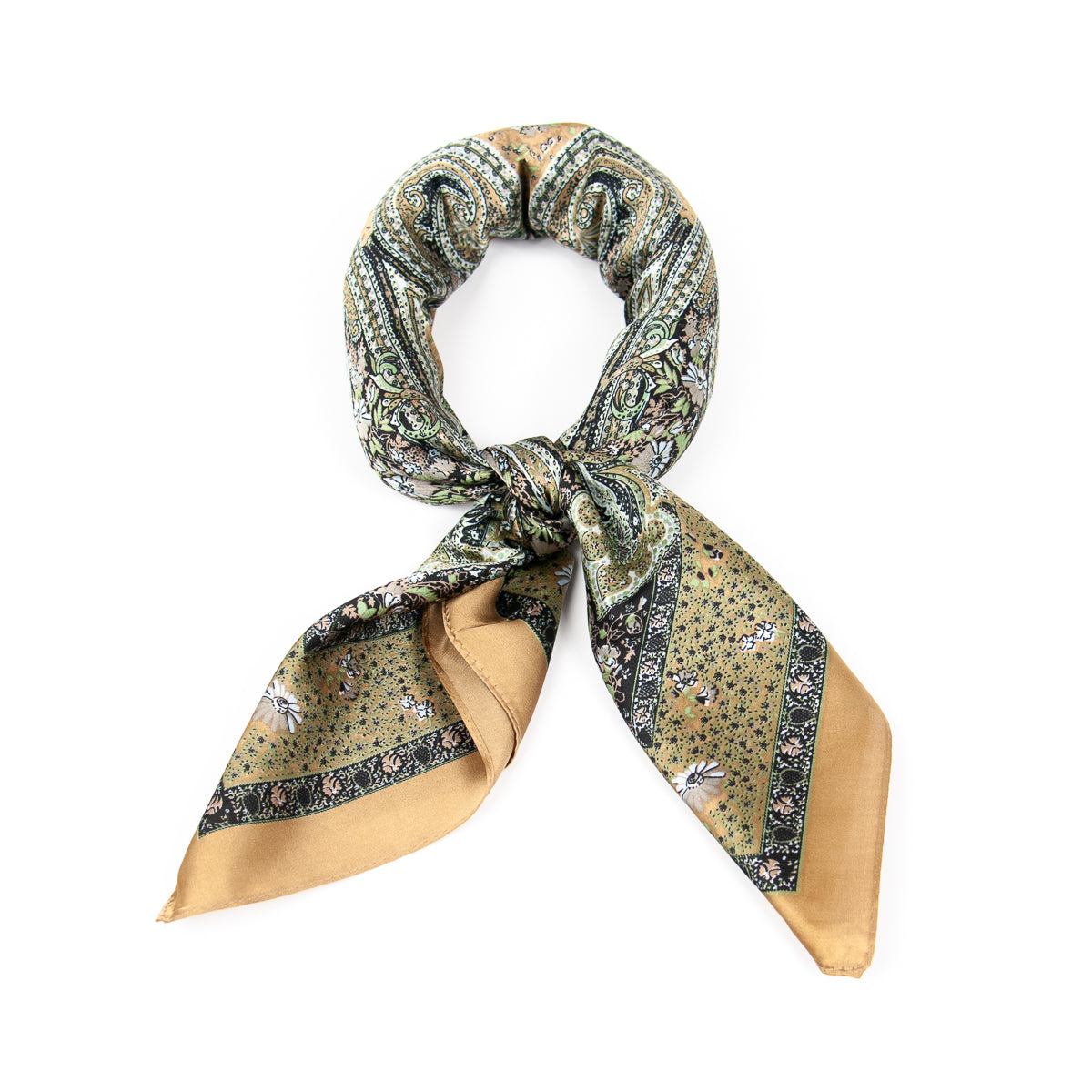 891950  Skjerf, Lite skjerf olivengrønt paisley mønster - grønn