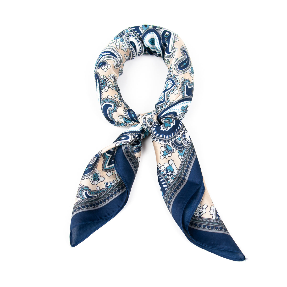 892041  Skjerf, Lite skjerf beige/blå paisley print - blå