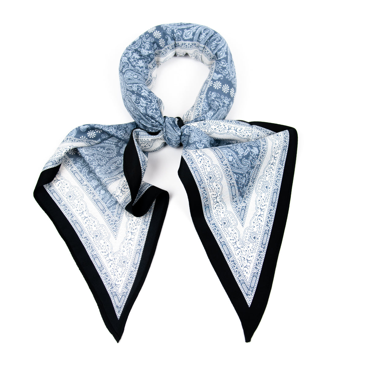 892241  Skjerf, Lite tynt trekantet skjerf marine print - blått