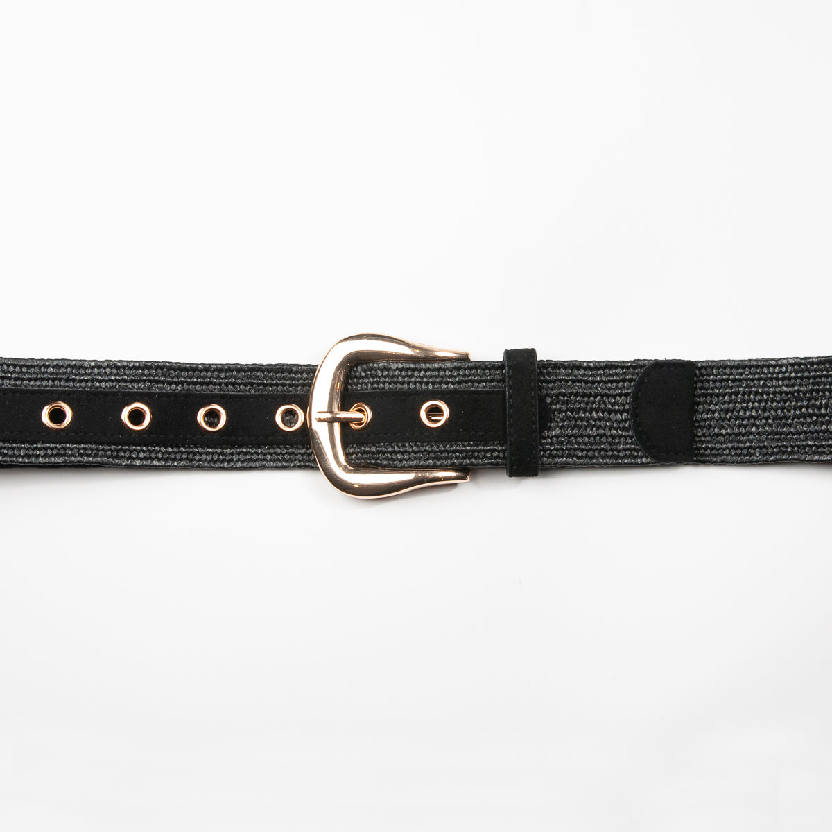 892901 Belte (6 stk) Elastisk belte med Cowboy spenne  - svart