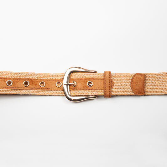 892905 Belte (6 stk) Elastisk belte med Cowboy spenne  - natur