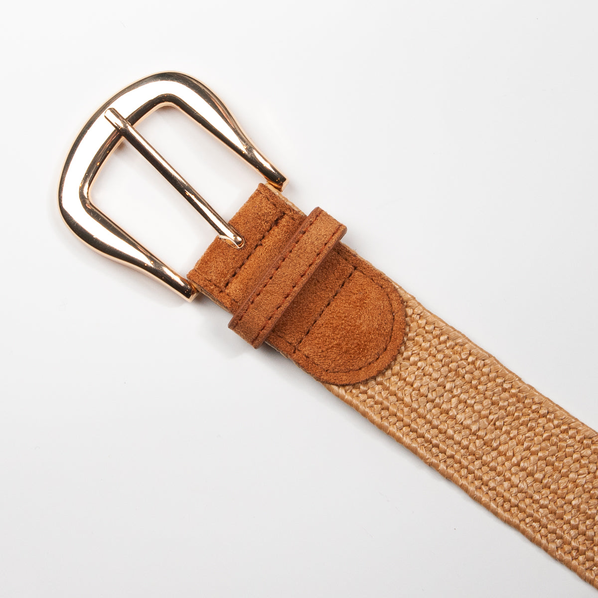 892905 Belte (6 stk) Elastisk belte med Cowboy spenne  - natur