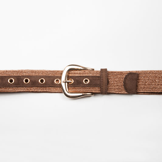 892911 Belte (6 stk) Elastisk belte med Cowboy spenne  - brun
