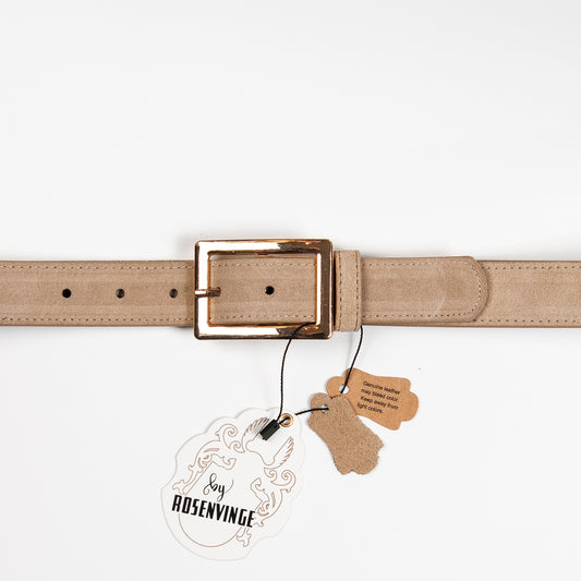 893005 Belte (6 stk) Semsket skinnbelte med firkantet spenne  - beige