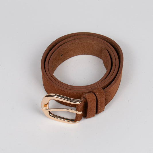 893115 Belte (6 stk) Semsket skinnbelte med oval spenne  - cognac