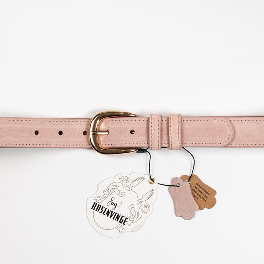 893136 Belte (6 stk) Semsket skinnbelte med oval spenne  - lys rosa