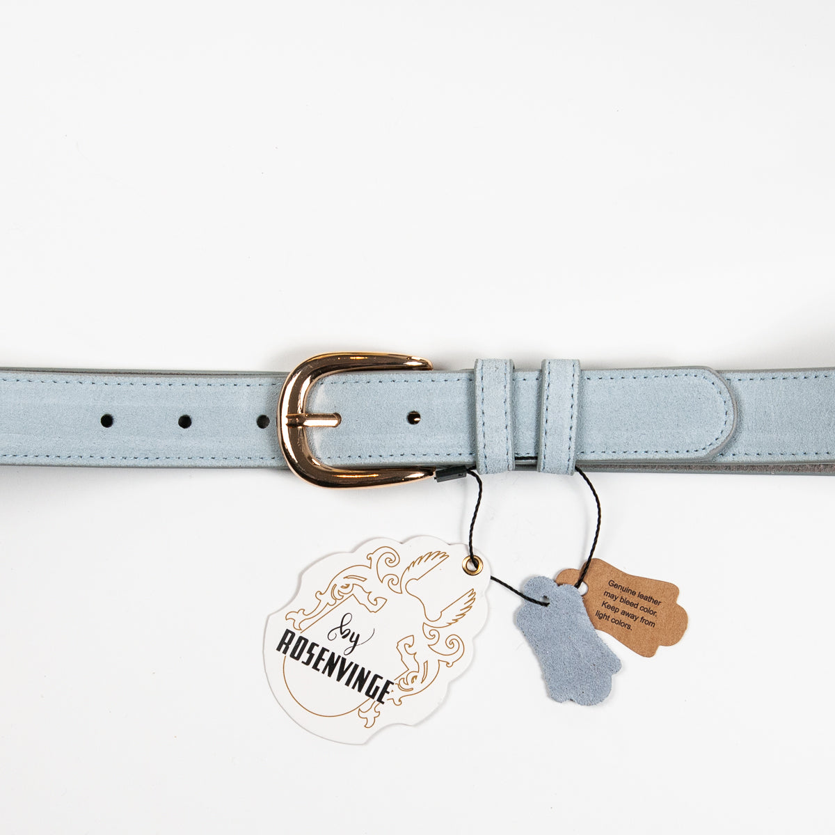 893146 Belte (6 stk) Semsket skinnbelte med oval spenne  - lys blå