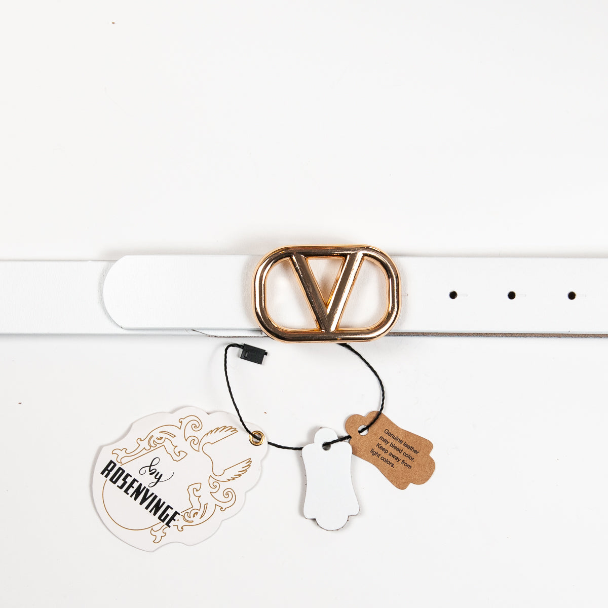 893202 Belte (6 stk) Skinnbelte med V-spenne - hvit