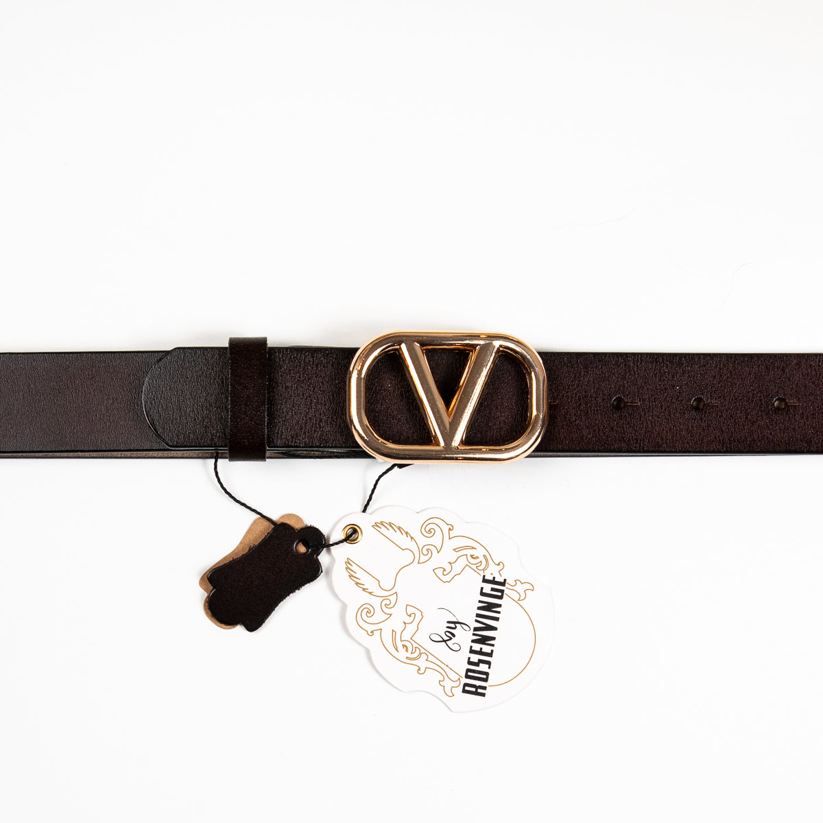 893211 Belte (6 stk) Skinnbelte med V-spenne - brun