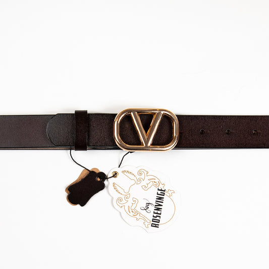 893211 Belte (6 stk) Skinnbelte med V-spenne - brun