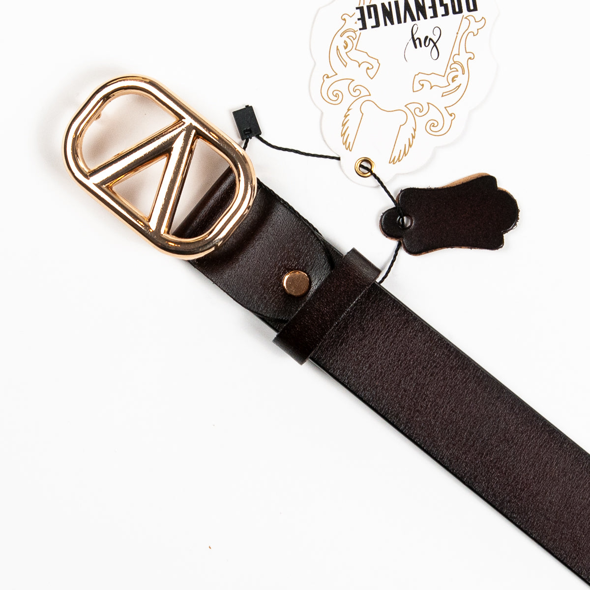 893211 Belte (6 stk) Skinnbelte med V-spenne - brun