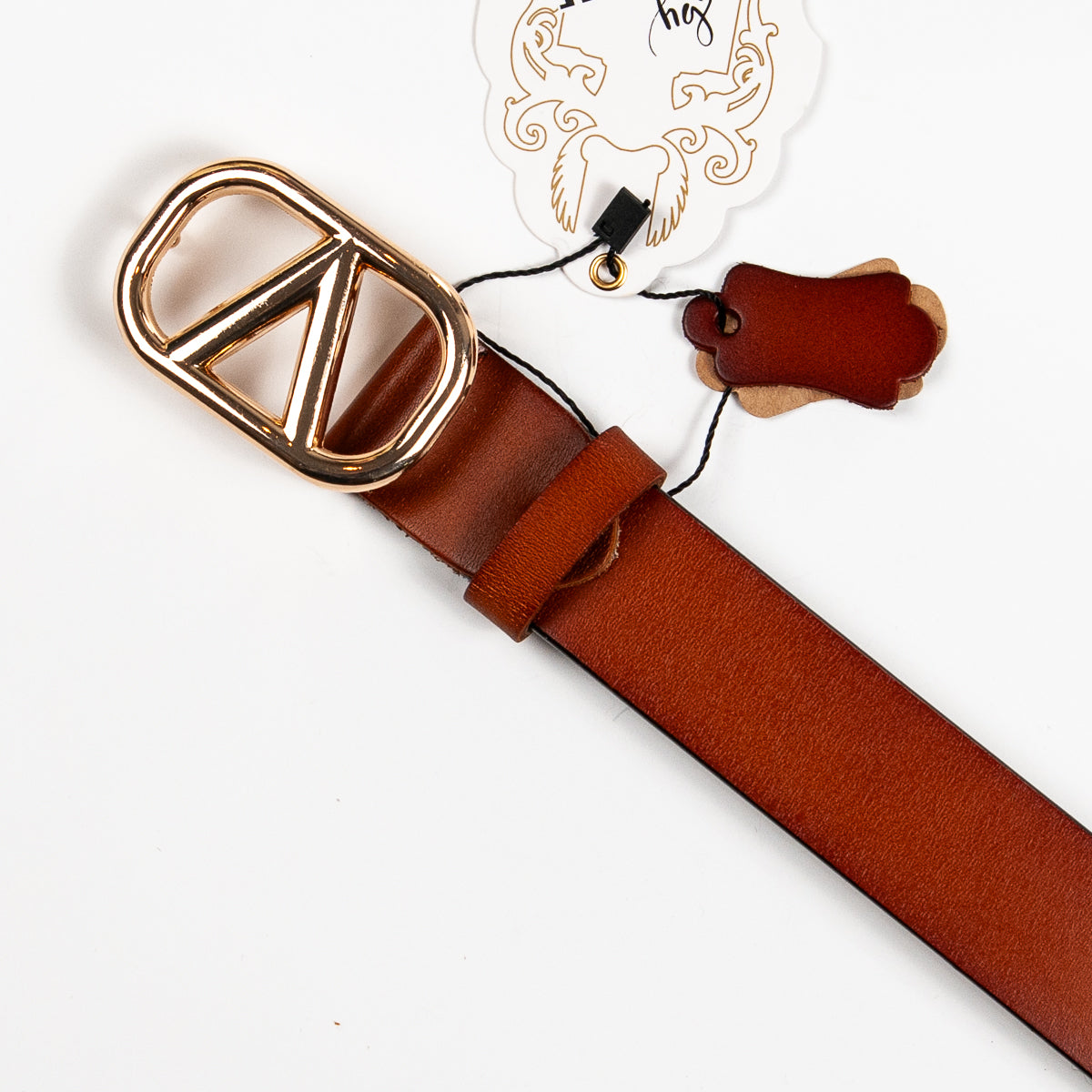 893215 Belte (6 stk) Skinnbelte med V-spenne - cognac