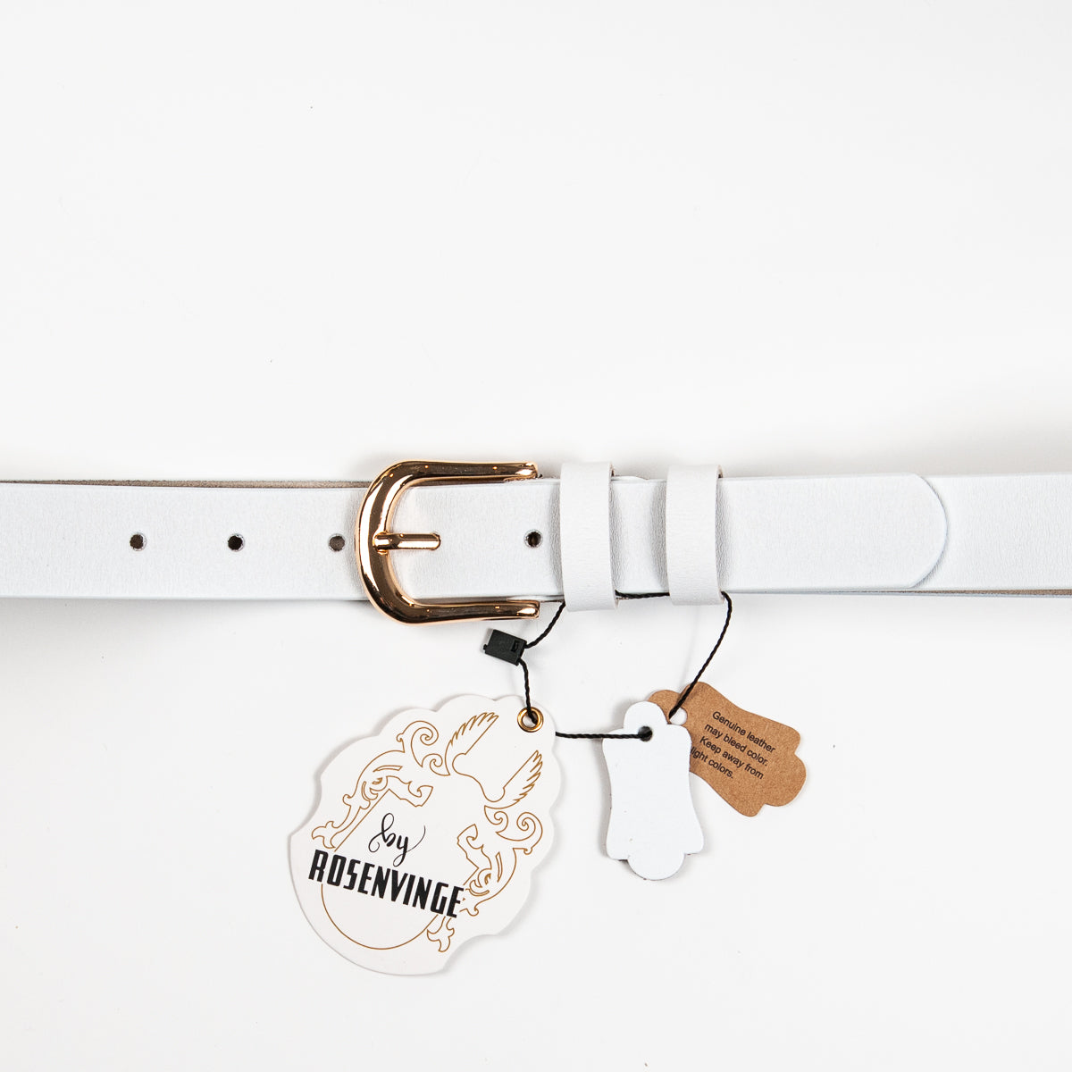 893502 Belte (6 stk) Skinnbelte med oval spenne - hvit