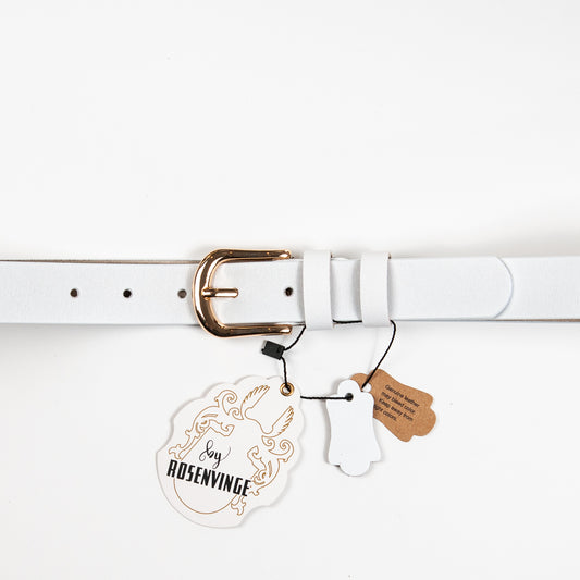 893502 Belte (6 stk) Skinnbelte med oval spenne - hvit