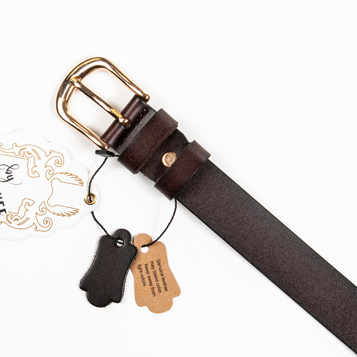 893511 Belte (6 stk) Skinnbelte med oval spenne - brun