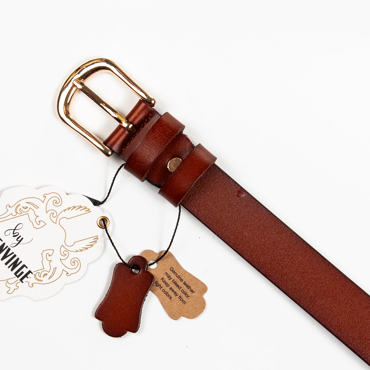 893515 Belte (6 stk) Skinnbelte med oval spenne - cognac